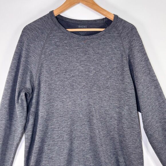 Rhone Reign Long Sleeve Performance Shirt Mens Large Gray Athletic Training Tee - Picture 3 of 14
